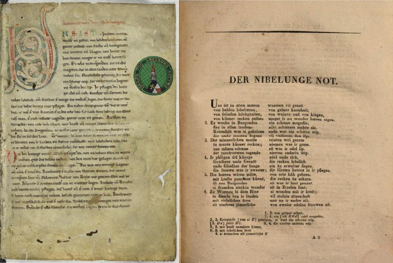 Nibelungenlied Handschrift C und Edition Lachmanns 1826